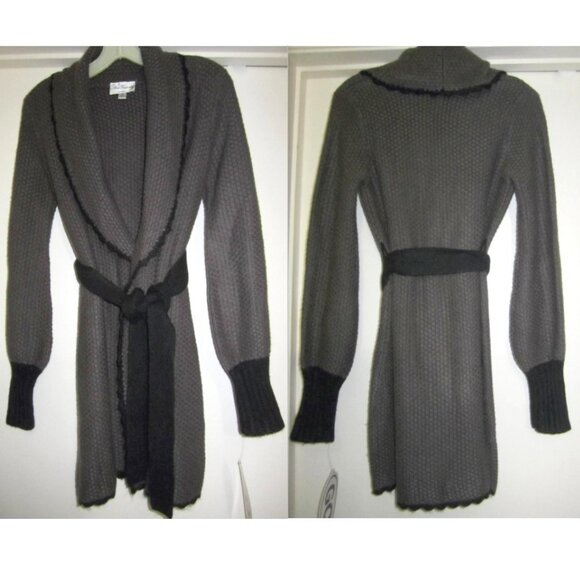 Alice Temperley for Target Sweater Coat long Maxi Cardigan Gray Black - Picture 2 of 5
